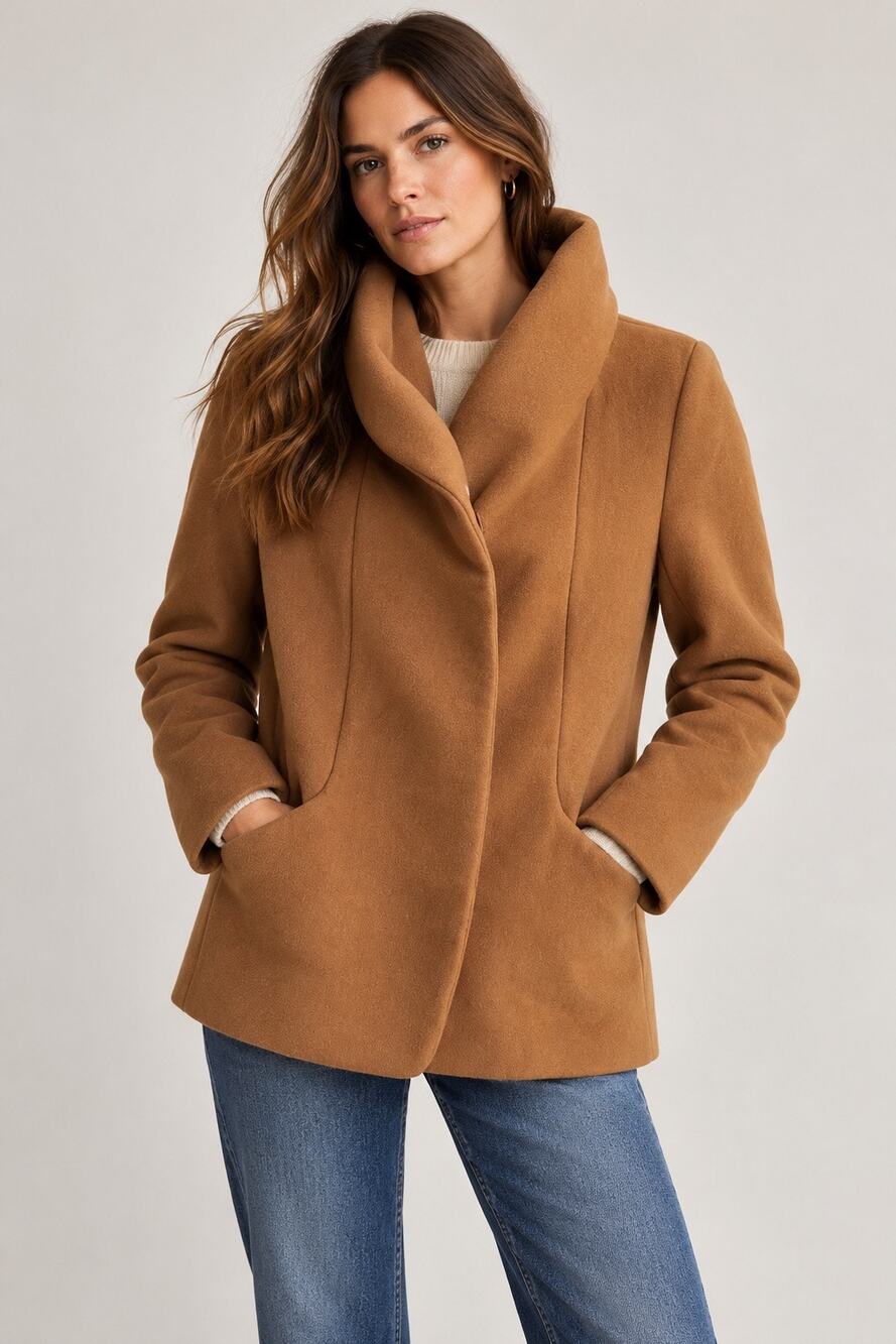 Aritzia Wilfred Wool Cashmere Camel Cocoon Coat Jacket Size S